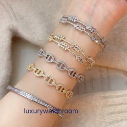 Classic Tifenny Letter Bracele High bracelet collection~Micro inlaid zircon full diamond pig nose light luxury niche high-end