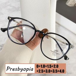 Sunglasses Men Women Retro Blue Light Blocking Glasses Fashion Ladies Round Frame Presbyopia Luxury Design High Definition Eyeglasses