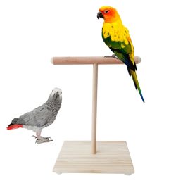 Training Wooden Parrot Perch T Stand Bird Training Paw Grinding Toys Pet Cockatiel Cage Nest Play Platform