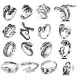 Punk Style Animal Snake Frog Ring Set Punk Jewelry