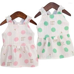 Dog Apparel Dot Girls Dress Green Pink Pet Summer Clothes Sling Shirt Dresses For Small Dogs Yorkshire Terrier Princess Vest Skirt XS-XL