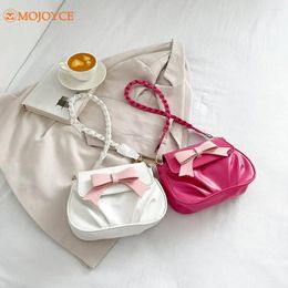 Evening Bags Fashion Shoulder Bag Large Capacity Pleated Pink Bow Crossbody Breathable Twist Strap Luxury Designer Handbags Girls Satchel