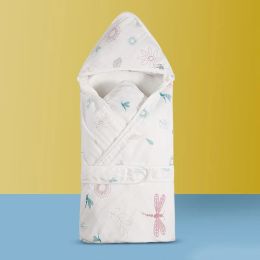 Swaddling 01 Year 0ld Newborn Swaddle Blanket Sixlayer Cotton Gauze Baby Sleeping Bag Four Seasons Cartoon Hooded Baby Sleeping Bag