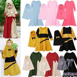 Ethnic Clothing 2Pcs Children Kids Girls Abaya Ramadan Muslim Prayer Garment Hijab Maxi Dress Set Gowns Islam Headscarf Kafan Robe Arab