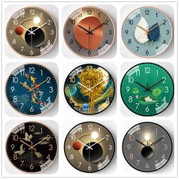 Clocks Round needle digital home clock, fashionable silent wall clock, living room quartz, home decoration time glass clock