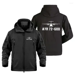 Men's Jackets 2024 Military Outdoor SoftShell Man Coat Jacket ATR72-600 Flight Aircraft Fleece Warm Men Clothing