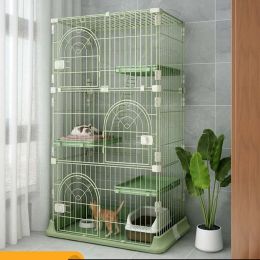 Cages Large Space Luxury Cat Villa Home Indoor Small Cat Dog Cattery with Toilet ThreeLayer FourLayer Household Cat Cages Pet House