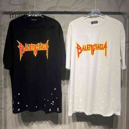 Men's Shirts designer Balencgs t shirt Sweaters Quality Men Style Worn-out Broken Hole Limited Edition Rock Band Se I4CH OZ48