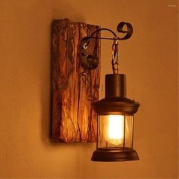 Wall Lamp Retro Industrial Wood Creative Light Bright Sconce For Living Room Background Aisle Bedside El Deco Lighting