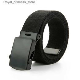 Belts New Unisex Automatic Buckle Fashion Nylon Strap Classic Popular Casual Light Practical Womens Smooth Womens Canvas Strap 3.8cm Q240425