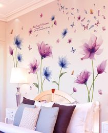 shijuekongjian Flowers Wall Stickers DIY Plant Wall Decals for House Living Room Kids Bedroom Kitchen Nursery Decoration 2011063522748