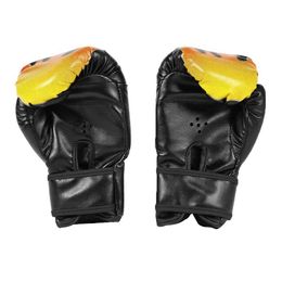 Protective Gear 2 pieces of sports hand protectors flame printed sponge Muay Thai competition gloves professional breathable childrens training 240424