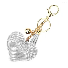 Decorative Figurines Heart Keychain Glitter Crystal Keychains Aesthetic Accessories Bag Charm Key Ring For Women Girls