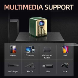 8000 Lumens HD Portable Home Projector Q6 Pro - Supports 1080P, WiFi Screen Mirroring, Phone Synchronization, Ideal for Gaming and Home Entertainment