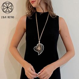 Pendant Necklaces Korean Fashion Hollow Out Heart Collares Necklace Long Chains Unusual Things For Women Goth Jewellery Vintage Suspension