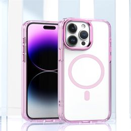 Colourful transparent Acrylic Clear Phone Cover For iPhone 15 14 Pro Max 13 12 11 Pro Max XR XS 7 8 Plus Magnetic Wireless Charging Cases Shockproof non-yellowing