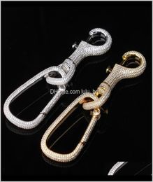 Luxury Designer Jewellery Keychain Iced Out Bling Diamond Chain Hip Hop Ring Men Accessories Gold Silver Portachiavi Designers S7Mto4099224