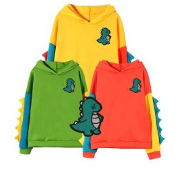 Sweatshirts Adult Baby Casual Loose Color Block Long Sleeve Dinosaur Hoodies Pullover Tops Hooded Sweatshirt ABDL