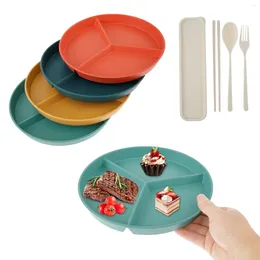 Plates 10 Pcs Divided Dinner 9 Inch Unbreakable Portion Control Diet 3 Compartment Round