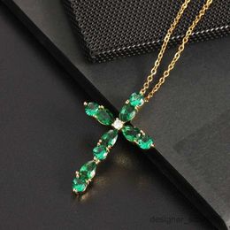 Pendant Necklaces Classic Bright Jewelry Cross Necklace Fashion Personality Innovative Colorful Water Drop Geometric Cross Pendant Lucky Gift