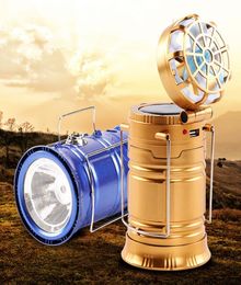 Solar Camping LED Lantern Light 4 in 1 Portable Bright Rechargeable and Fan with USB Power Bank for Outdoor Camping5936144