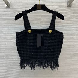 420 2024 Runway Summer Brand SAme Style Sweater Sleeveless Spaghetti Strap Fashion Clothes High Quality Womens D24032518