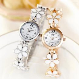 Wristwatches Watch Women's Bracelet Fashion Watches Brand Korean Style Five-leaf Steel Petal Band Lady's Quartz Wristwatch Reloj Para Mujer