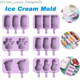 Ice Cream Tools Silicone ice cream mold with lid animal shaped jelly DIY cute cartoon ice cream reusable popsicle ice mold Q240425