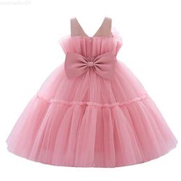 Girl's Dresses Kids Girls Summer Princess Party Sleeveless Dress Elegant Bowknot Sleeveless Mesh Tulle Tutu Gowns for Birthday WeddingL2404