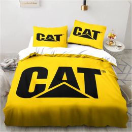 sets Caterpillar CAT Bedding Set Excavator Sheet Set King Twin Double Child Bedding Set Mircofiber or Polyester Duvet Cover Set