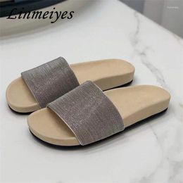 Slippers Summer Thick Sole Women Round Open Toe Mules Shoes Holidays Flat Slides Luxury String Bead Casual Beach Woman