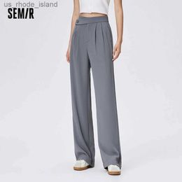 Maternidade Bottoms Calças semir casuais mulheres frias e fáceis de manusear calças 2023 Estilo de verão Drape High Wide perna larga comutingl2404