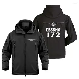 Men's Jackets SoftShell Man Coat Jacket Military Outdoor Cessna 172 Flight Aircraft Fleece Warm Men Clothing