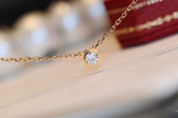 Original designer Gold High Edition Single Diamond UFO Bubble Collar Chain Womens end Versatile Rose Necklace