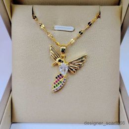 Pendant Necklaces Fashion Cute Colourful Wings Fly Free Woodpecker Necklace Romantic White Jewellery Stainless Steel Clavicle Chain