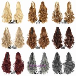 Wigs women human hair Wavy horsetail curly tiger clip short grab high temperature silk womens wig 90g