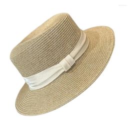 Wide Brim Hats Western Straw Hat Handwoven Breathable Sun British Elegant Bowknot Boater