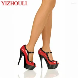 Dress Shoes Single Platform Fish Mouth Sexy Stilettos Color Piece Of 15cm Super High Heels For Women's
