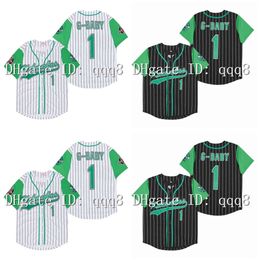 Kob Movie Hardball #1 Jarius G-Baby Evans white DeWayne Warren Stitched Kekambas Film Black White Baseball Jerseys size S-XXXL