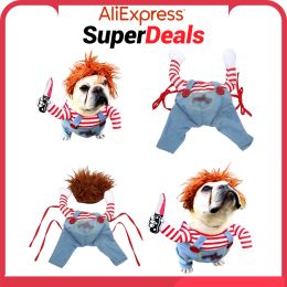 Vests Pet Clothing Halloween Dog Cosplay Costume Fun Killer Turn Into A Fuzzy Coat Mimicking Knives Jumpsuit Holiday Party