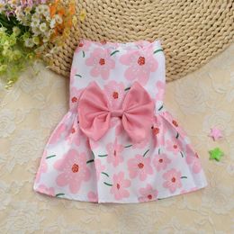 Dog Apparel Floral Princess Dress Pet Clothes Print Skirt Clothing Dogs Breathable Super Small Cute Chihuahua Summer Pink Girl Mascotas