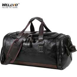 Men Quality Leather Travel Bags Carry on Luggage Bag Duffel Handbag Casual Traveling Tote Large Weekend XA631ZC 240419