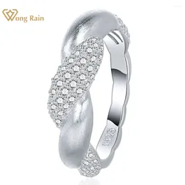 Cluster Rings Wong Rain Luxury 925 Sterling Silver Lab Sapphire Gemstone Fine Personality Ring For Women Jewelry Wedding Gifts Wholesale