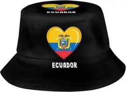 Berets Unisex Ecuador Flag Bucket Hats Packable Ecuadorean Fisherman Summer Travel Hiking Beach Caps For Men Women