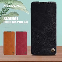 Covers Nillkin for Xiaomi Poco M4 Pro 5G Case Qin Flip Leather Case Soft Touch Wallet Card Slot Cover for Xiaomi Redmi Note 11T 11 5G