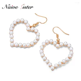 Dangle Earrings Fashion Simulated Pearl Heart Drop For Women Girls Earings Jewelry Korean Style Love Gift Long Accessories