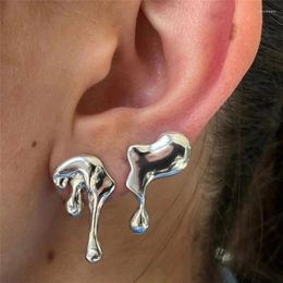 Stud Earrings Fashion Sliver Color Water Drop For Women Vintage Punk Metal Irregular Personality Jewelry Wholesale