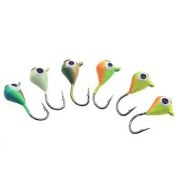 Rompin Winter Ice Lake Fishing Hook Lure Mini Metal Bait Fish 6Pcs 15mm/1.1g Lead Head Hook Bait Jigging Fishing Tackle