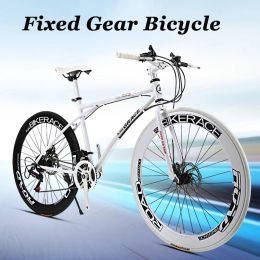 Bicycle Fixed Gear Bicycle for Adult Variable Speed Pneumatic Tyre Road Racing Double Disc Brake Student Car Fixie Bike New DropShipping