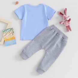 Clothing Sets Infant Baby Boy Easter Outfit Letter Print Short Sleeve T-Shirt Tops Jogger Pants Toddler Boys Clothes Crewneck